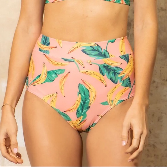 NWT MOTT50 Joana High Rise Moderate Coverage Swim Bottom Banana Palm Small - Picture 1 of 5